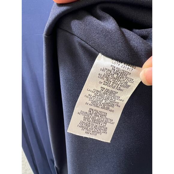 Betsy & Adam Navy Stretch V Neck Long Sleeve Ruffle Prom Maxi Dress Womens 16 - Picture 12 of 12